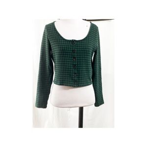 Green and Black Checker Print Pepper Cardigan by Madewell